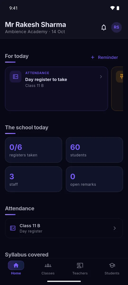 Mantrana Teach: Today at your school, on one screen